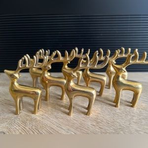 2 sets of 4 Pottery Barn Brass Reindeer Place-card Holders